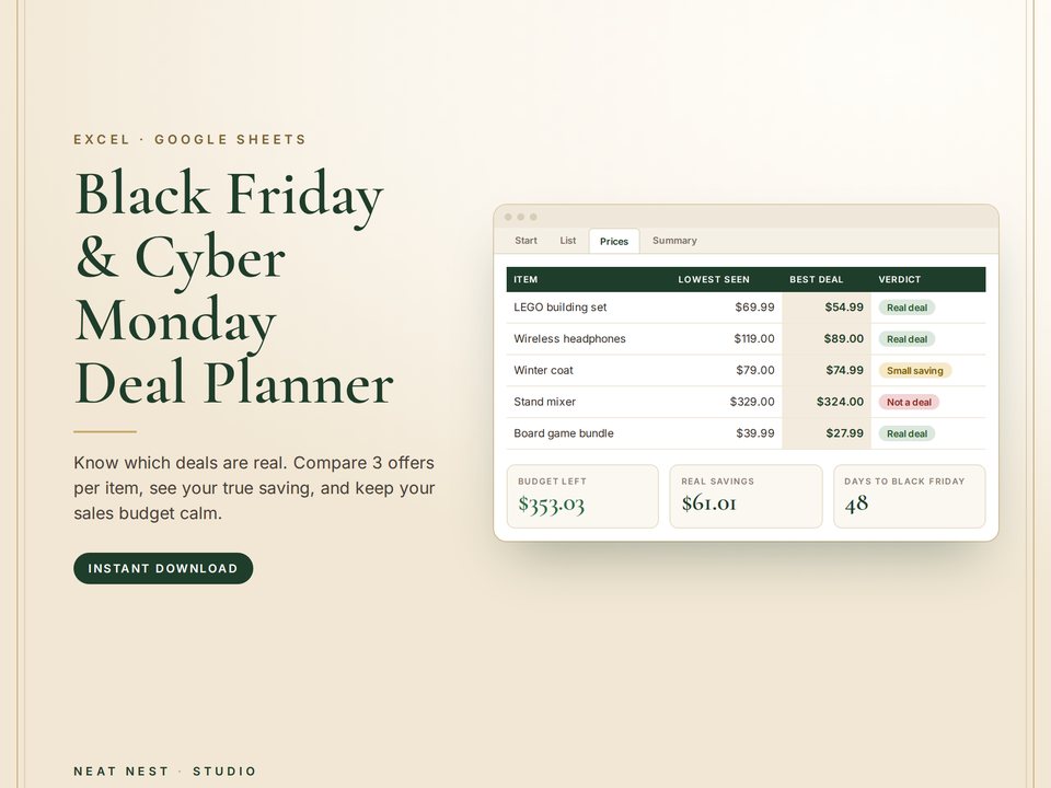 Black Friday and Cyber Monday Deal Planner