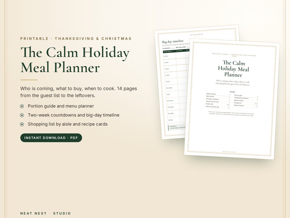 The Calm Holiday Meal Planner printable