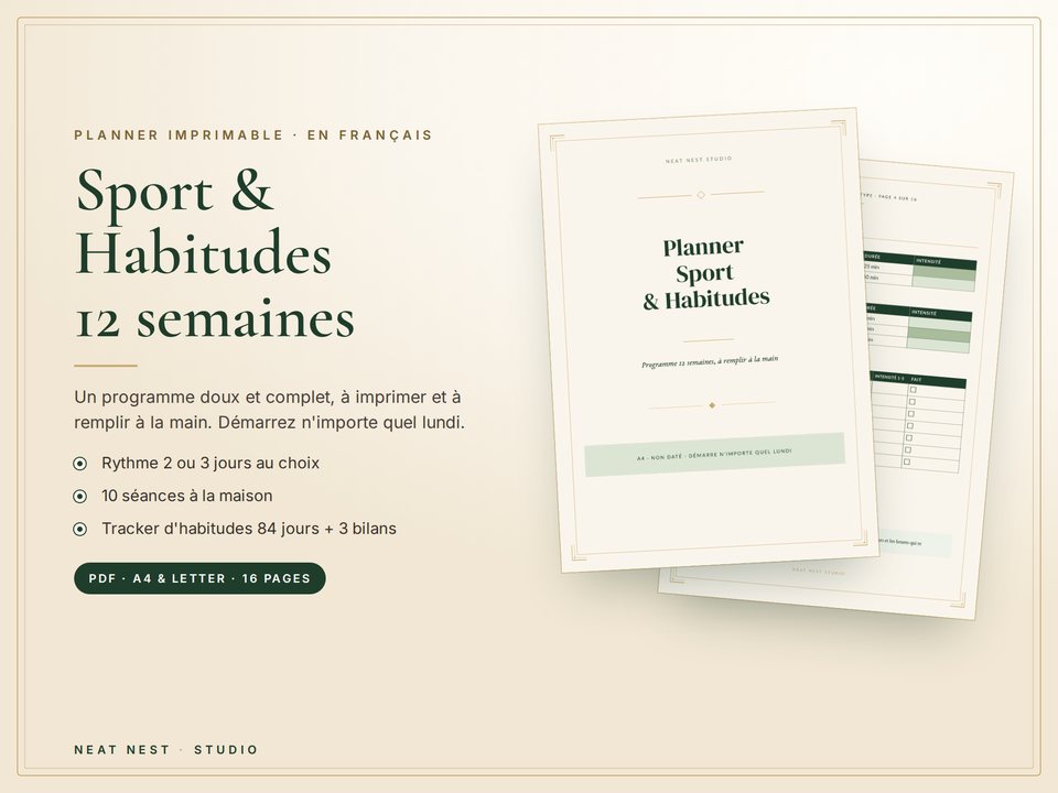 Planner Sport et Habitudes 12 semaines